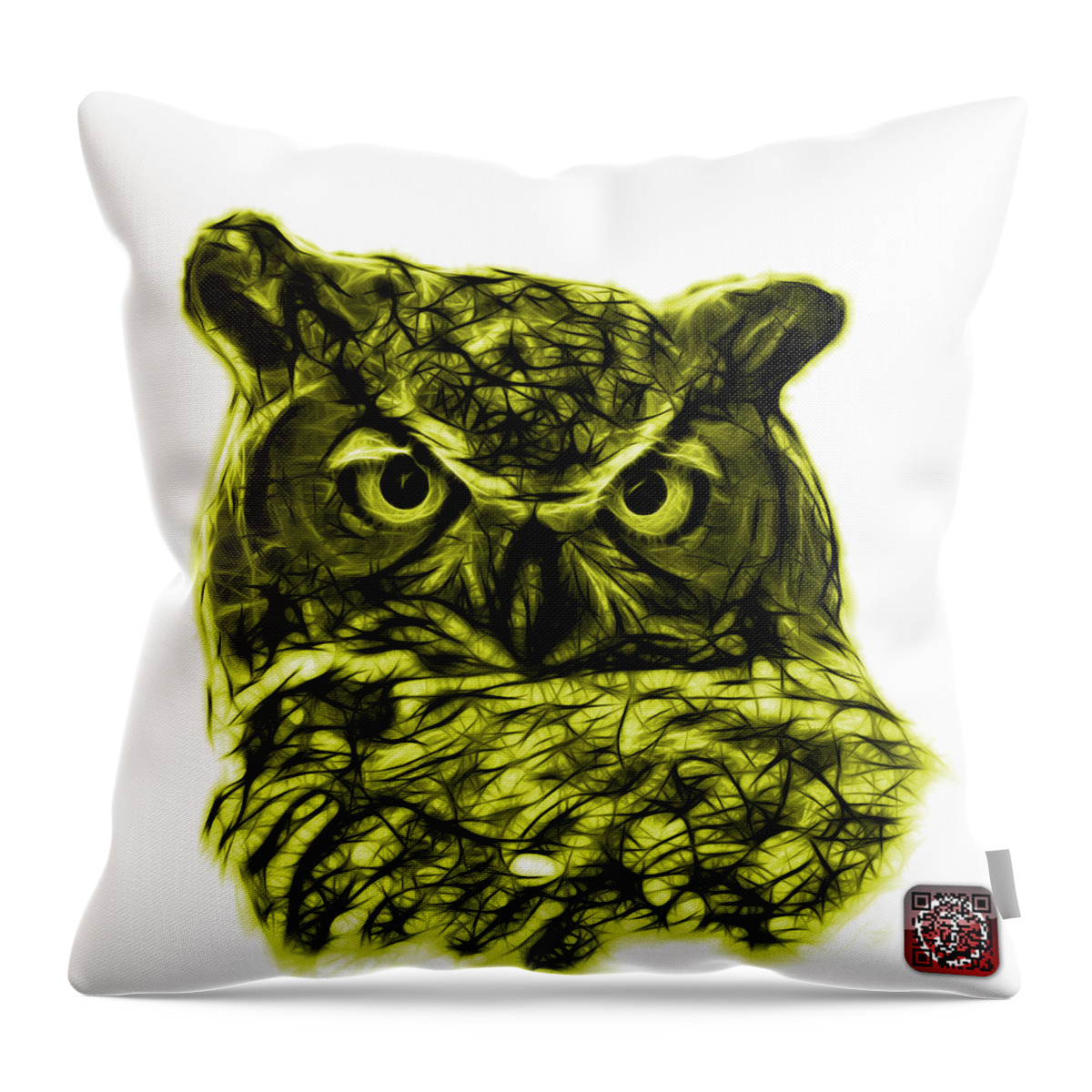 Owl Throw Pillow featuring the digital art Yellow Owl 4436 - F S M by James Ahn