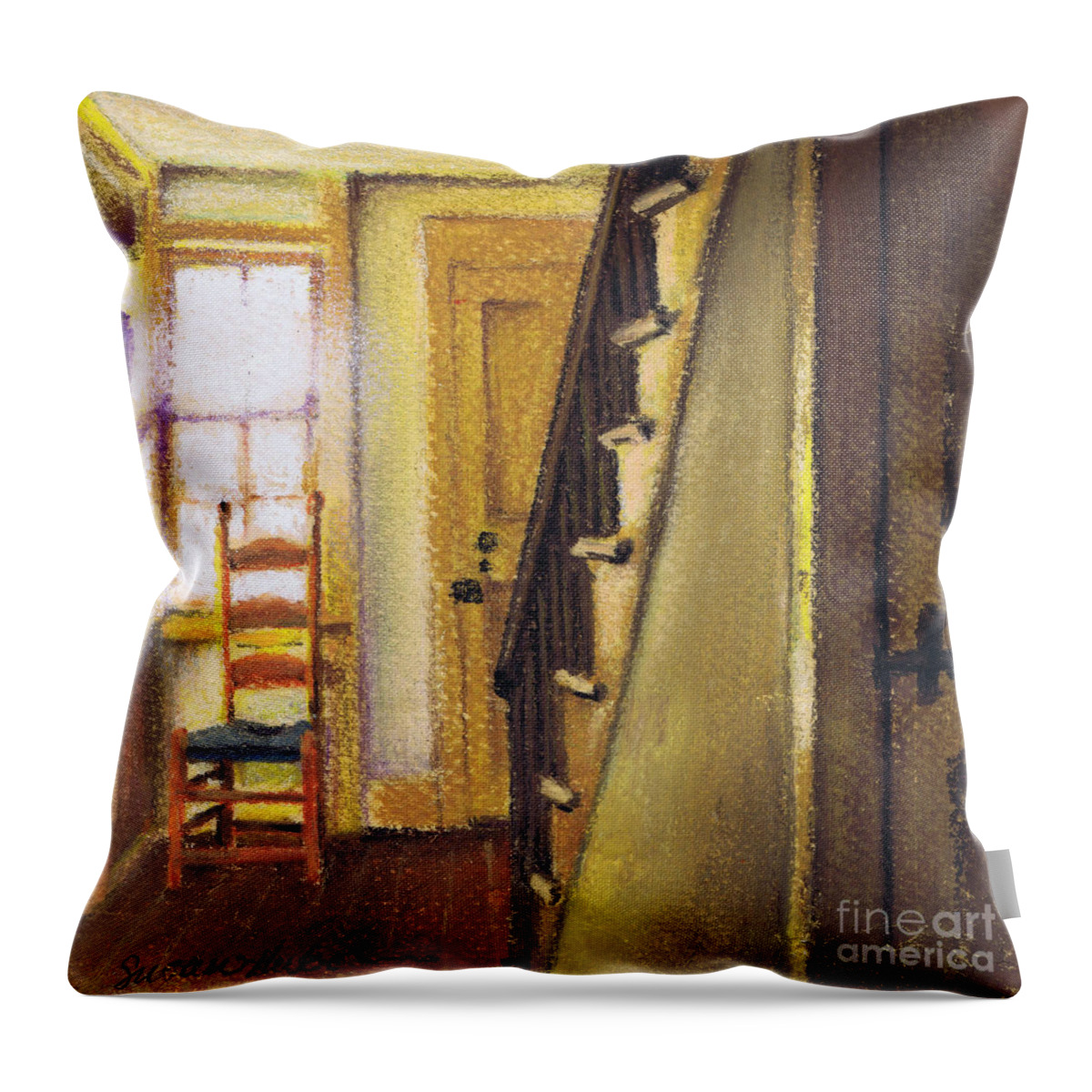 Yellow Throw Pillow featuring the painting Yellow Room by Susan Herbst