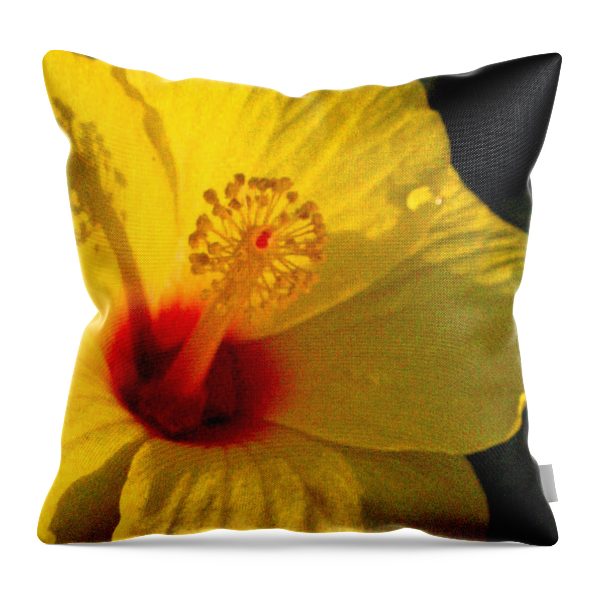 Giant Yellow And Red Hibiscus Throw Pillow featuring the digital art Yellow Satellite by Pamela Smale Williams