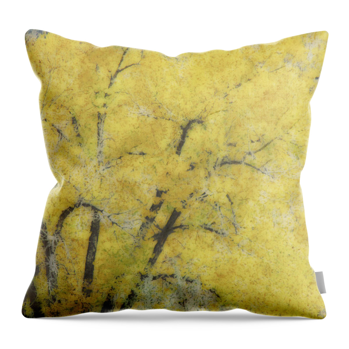 Tree Throw Pillow featuring the digital art Yellow Trees by Ann Powell