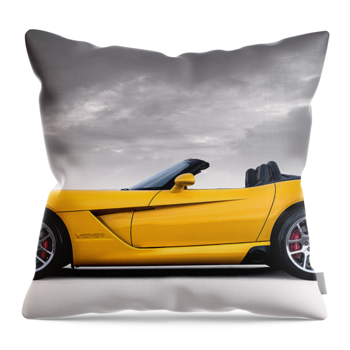 Yellow Throw Pillow featuring the digital art Yellow Viper Roadster by Douglas Pittman