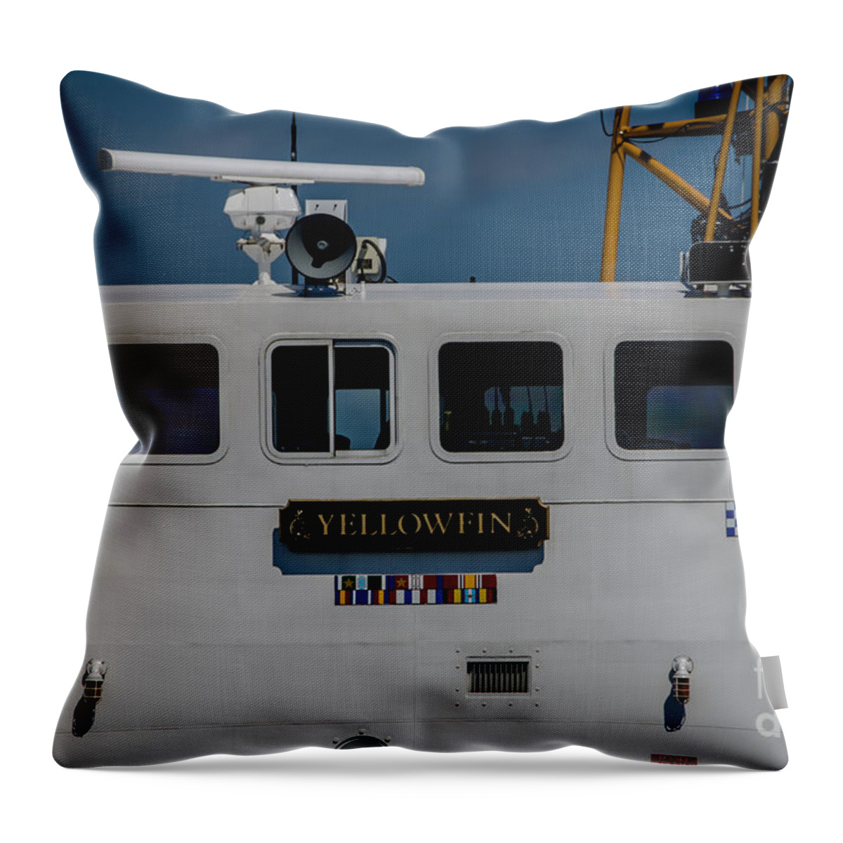 Uscgc Yellowfin Throw Pillow featuring the photograph Yellowfin by Dale Powell