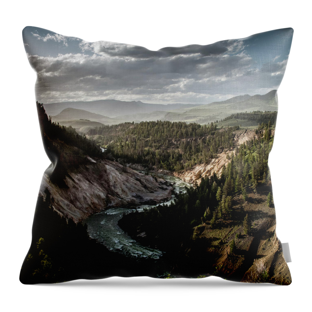 Scenics Throw Pillow featuring the photograph Yellowstone National Park Overlook by Danielle Bednarczyk