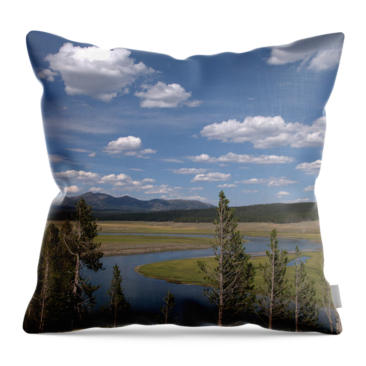 River Throw Pillow featuring the photograph Yellowstone River Through the Hayden Valley by Frank Madia