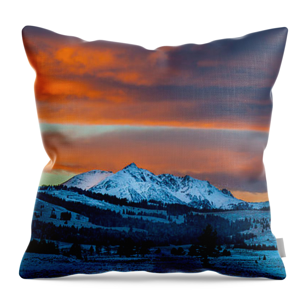Yellowstone Throw Pillow featuring the photograph Yellowstone Sunset by Kevin Dietrich
