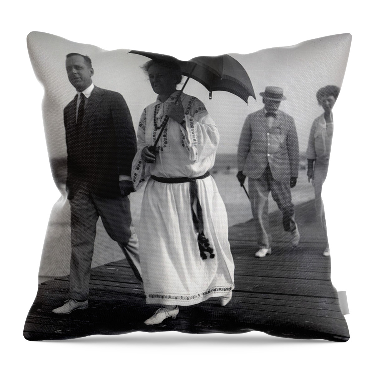 Vintage Photographs Throw Pillow featuring the photograph Yesteryear Board Walk by William Haggart