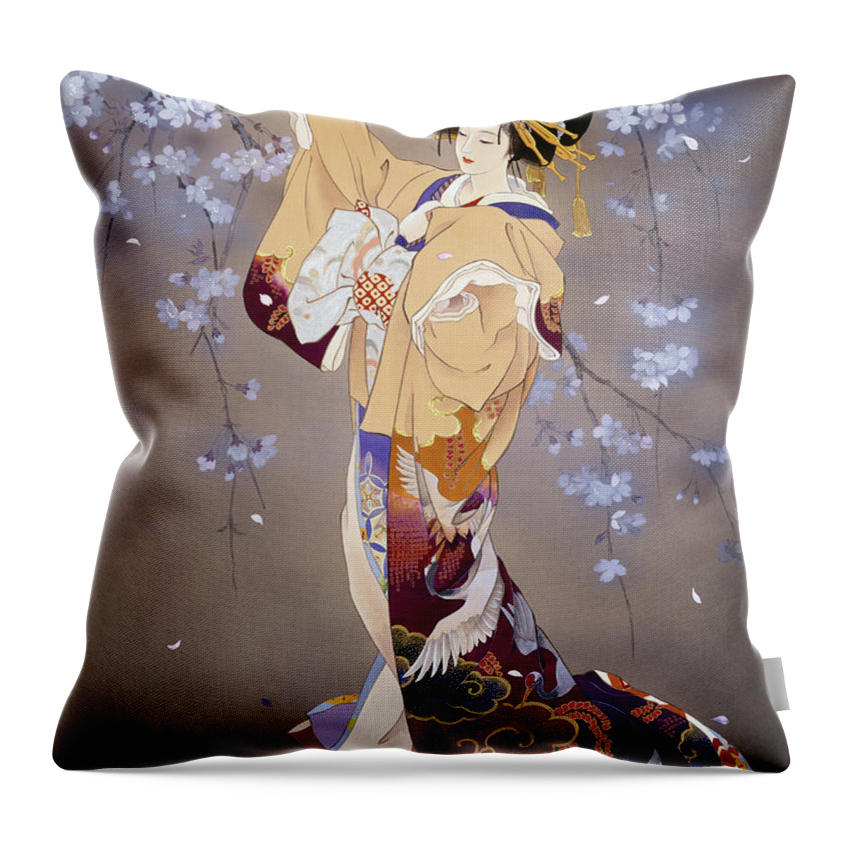 Haruyo Morita Throw Pillow featuring the digital art Yoi by MGL Meiklejohn Graphics Licensing