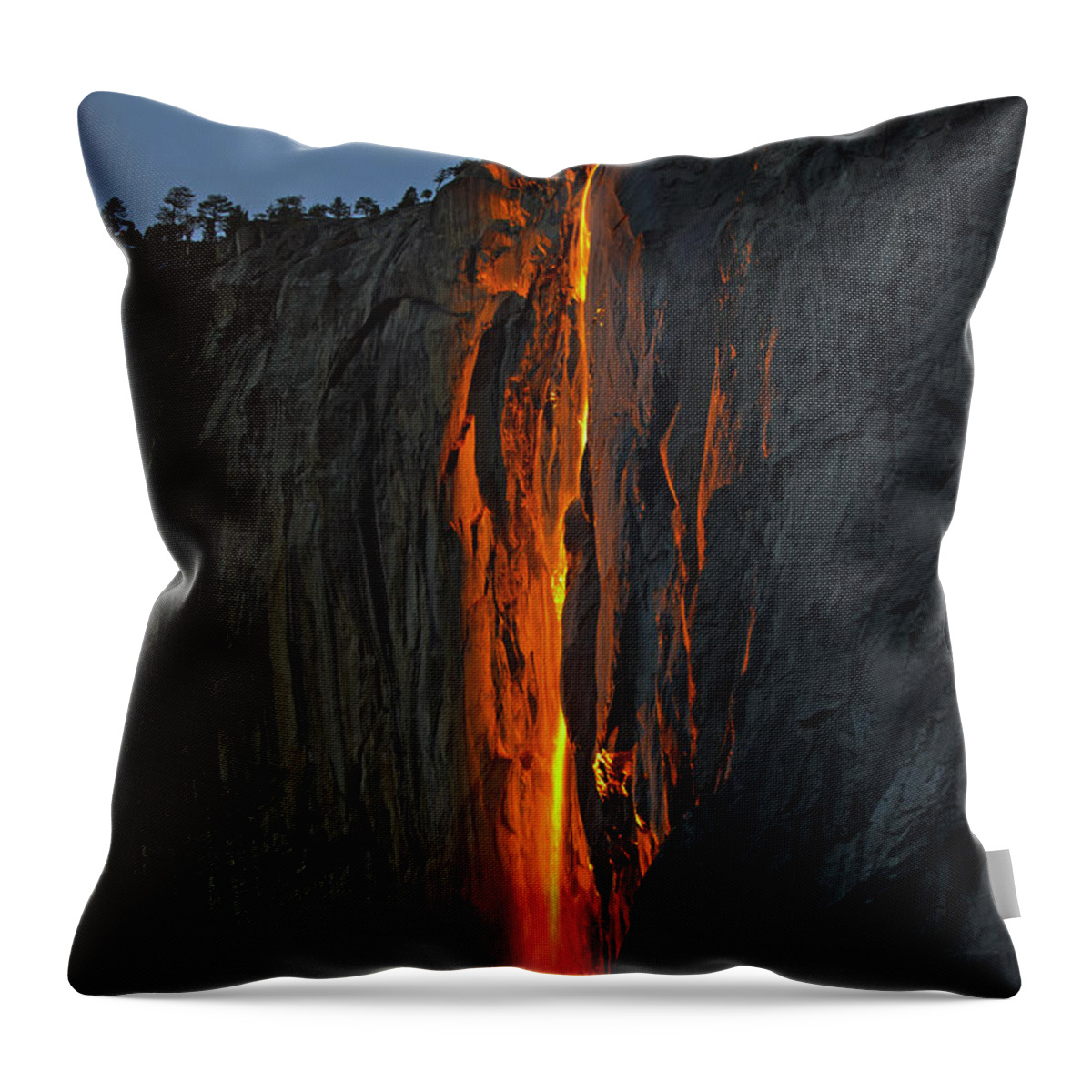 Yosemite Throw Pillow featuring the photograph Yosemite Horsetail falls by Duncan Selby