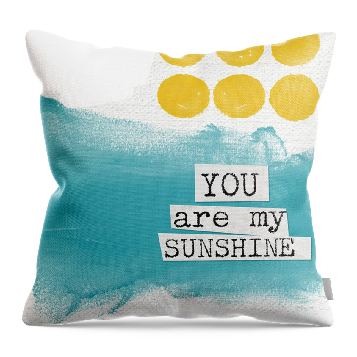 #faaAdWordsBest Throw Pillow featuring the painting You Are My Sunshine- abstract mod art by Linda Woods