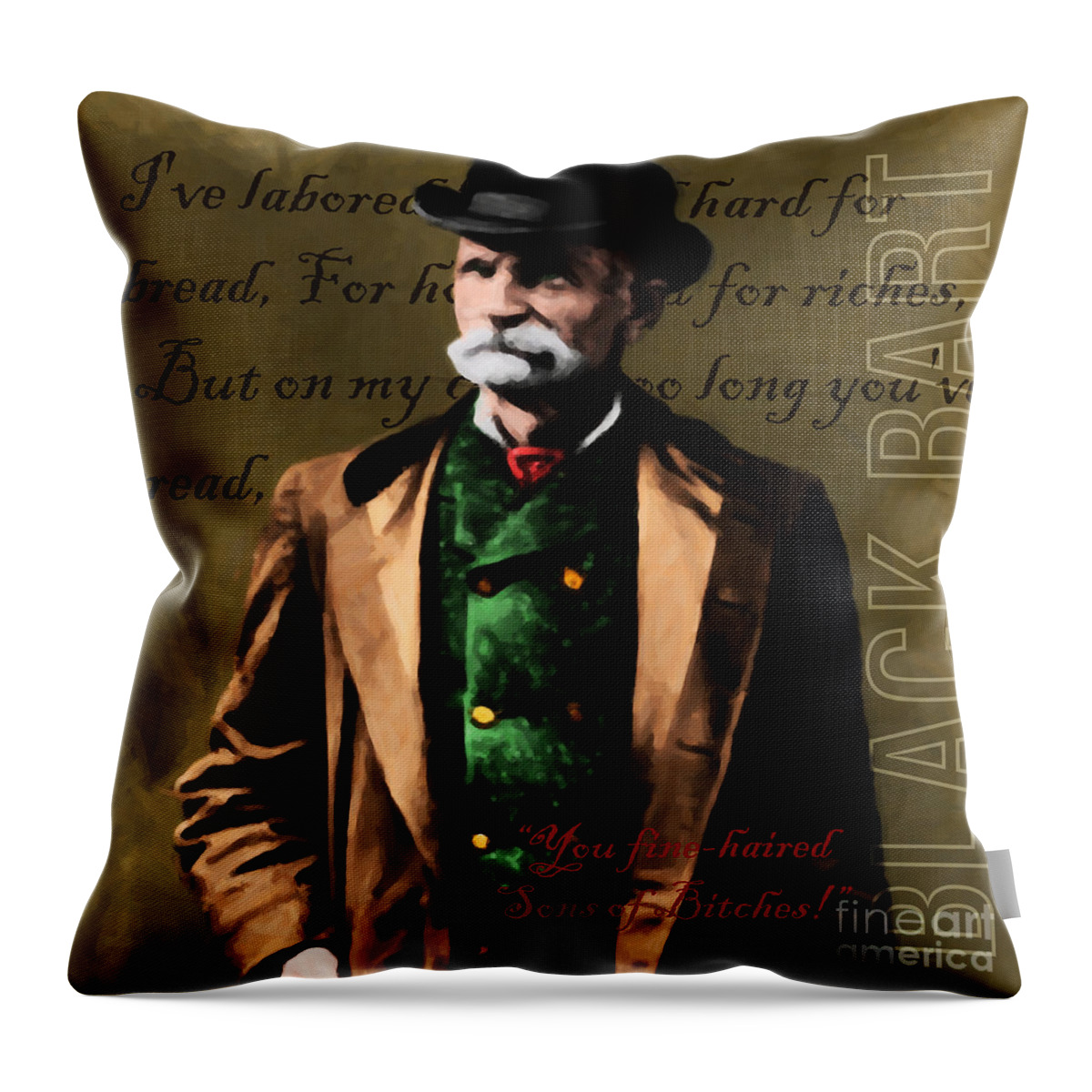 Bar Throw Pillow featuring the photograph You Fine Haired Sons Of Bitches 20131011 Black Bart v4 square by Wingsdomain Art and Photography
