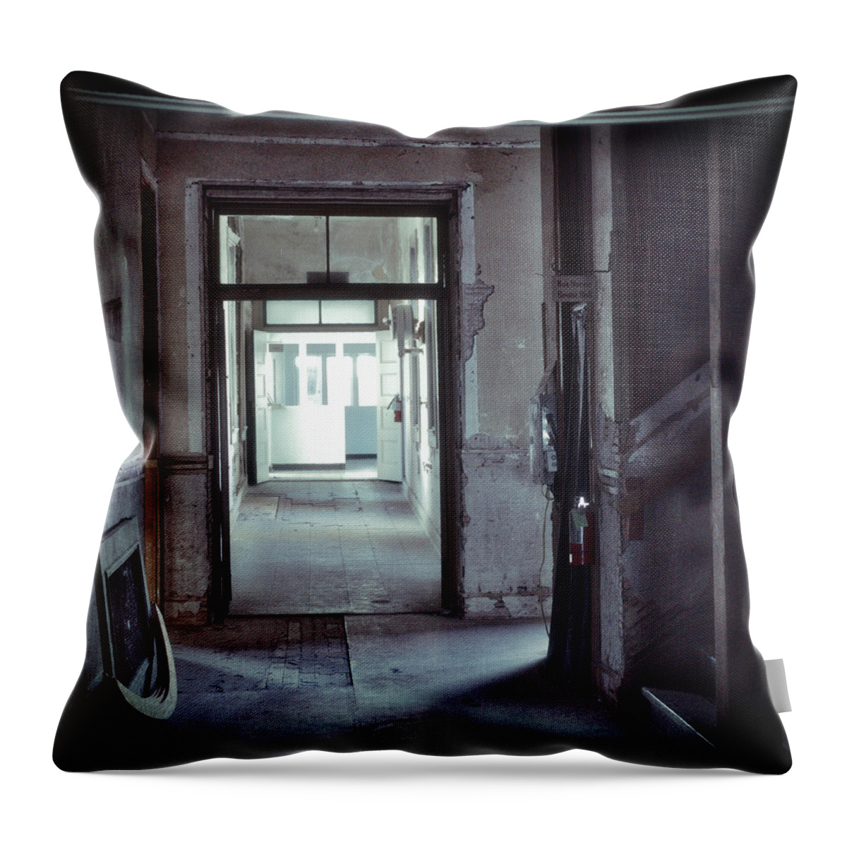 Haunted Throw Pillow featuring the photograph You Go First by Spencer Hughes