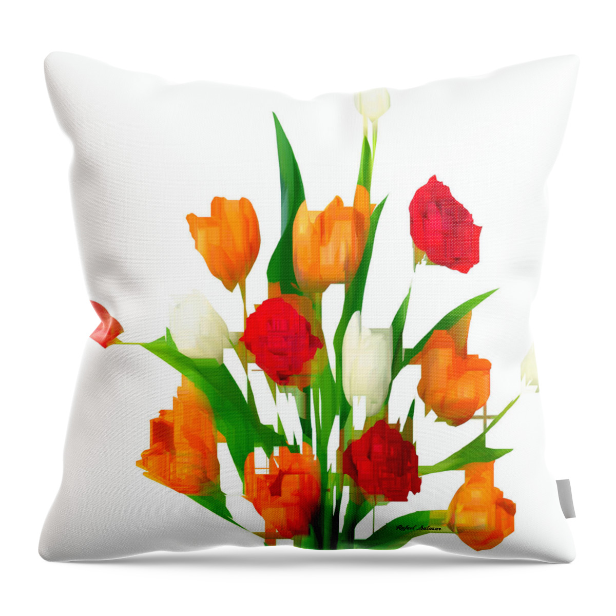 Flower Throw Pillow featuring the digital art You Got Flowers by Rafael Salazar