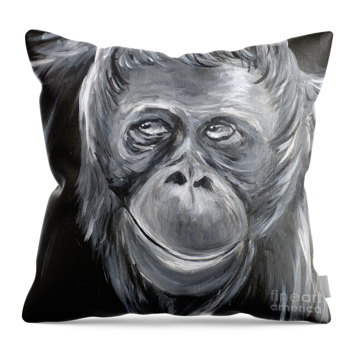 Orangutan Throw Pillow featuring the painting You Talkin' to Me? by Deborah Smith