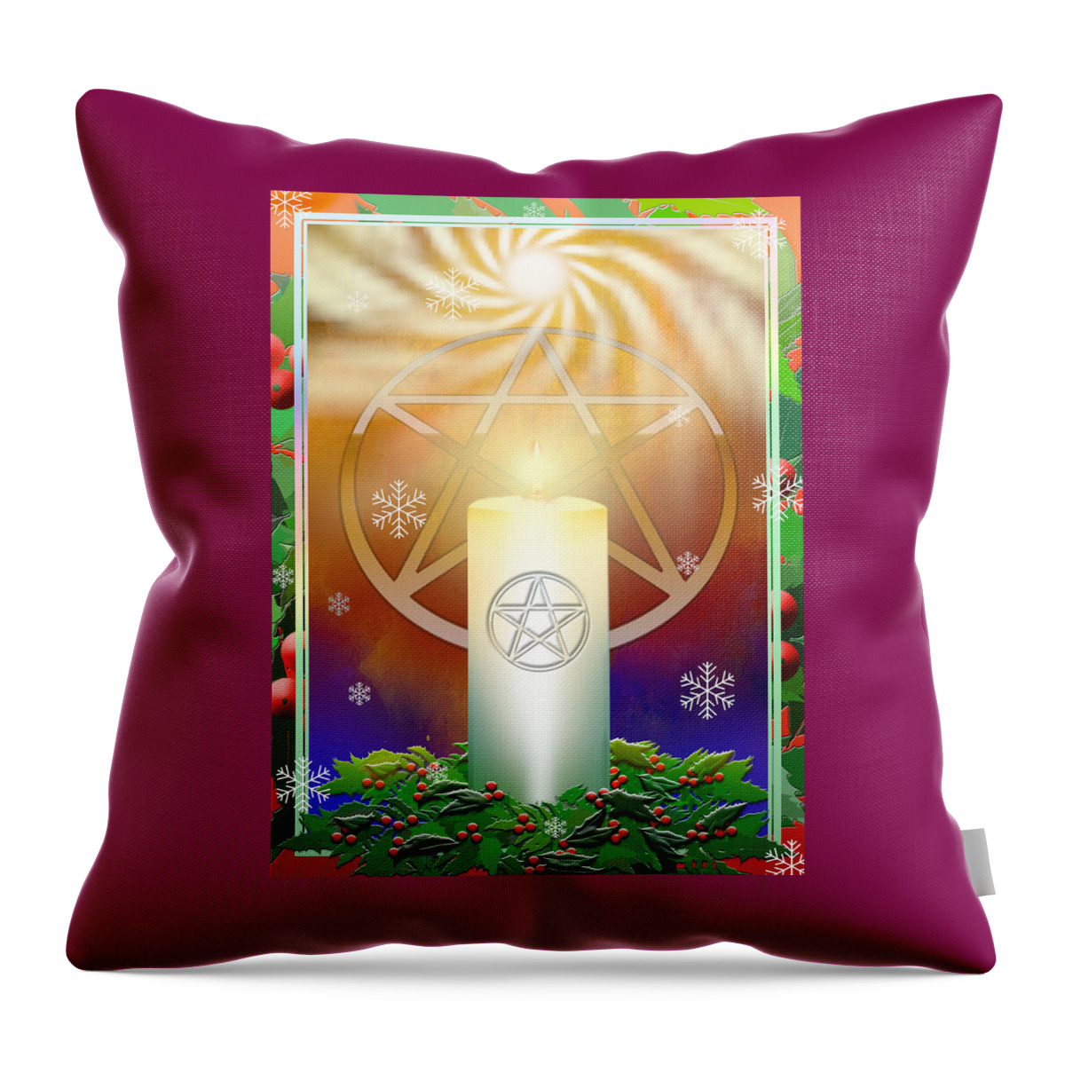 Yule Throw Pillow featuring the digital art Yule Sun by Melissa A Benson