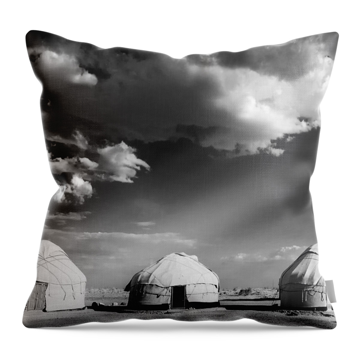 Yurts Throw Pillow featuring the photograph Yurts by Dominic Piperata