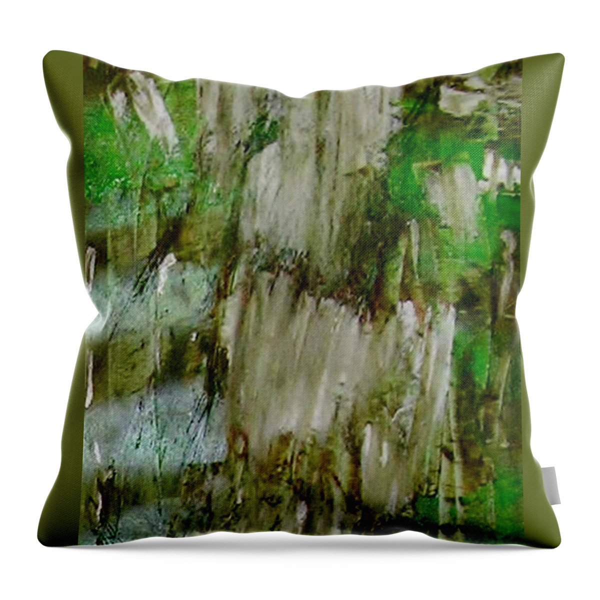 Acryl Painting Artwork Throw Pillow featuring the painting Y - grass by KUNST MIT HERZ Art with heart