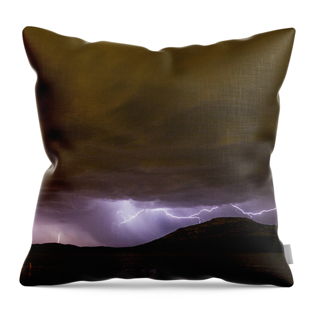 Lake Lawtonka Throw Pillow featuring the photograph Zeus' Wrath by Angus HOOPER III