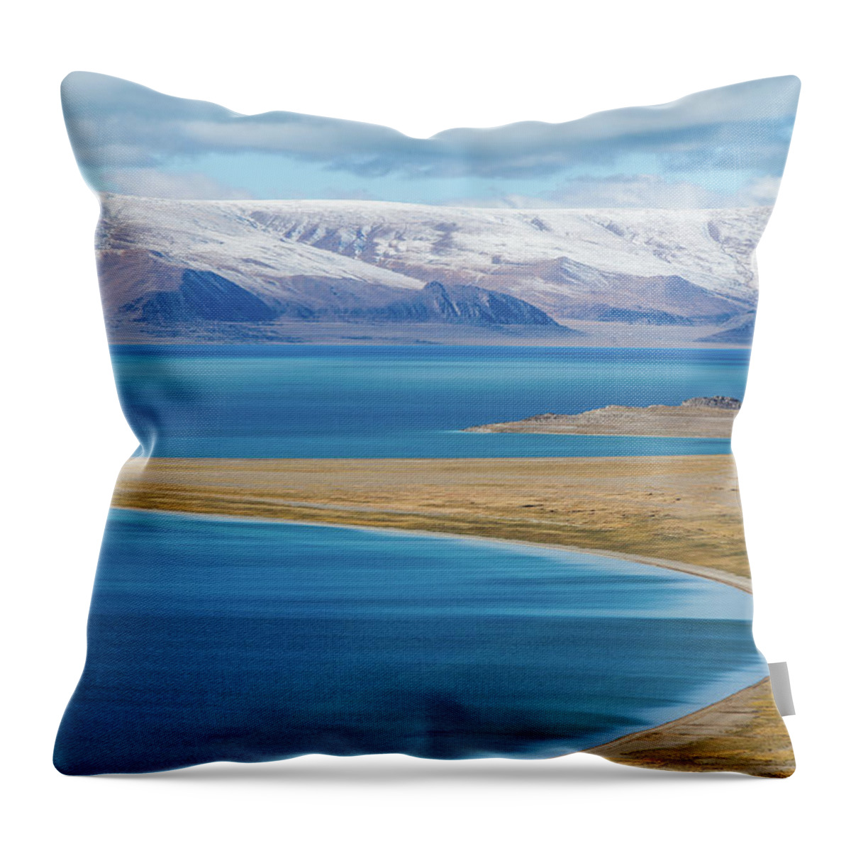 Scenics Throw Pillow featuring the photograph Zhari Namco,blue Lake Of Tibetan Plateau by Wulingyun