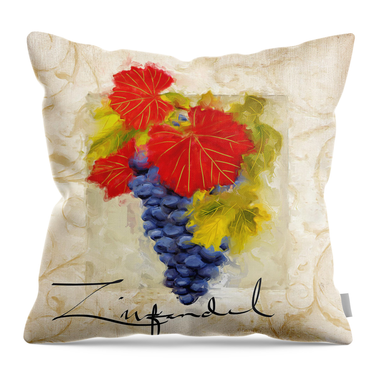 Wine Throw Pillow featuring the painting Zinfandel by Lourry Legarde