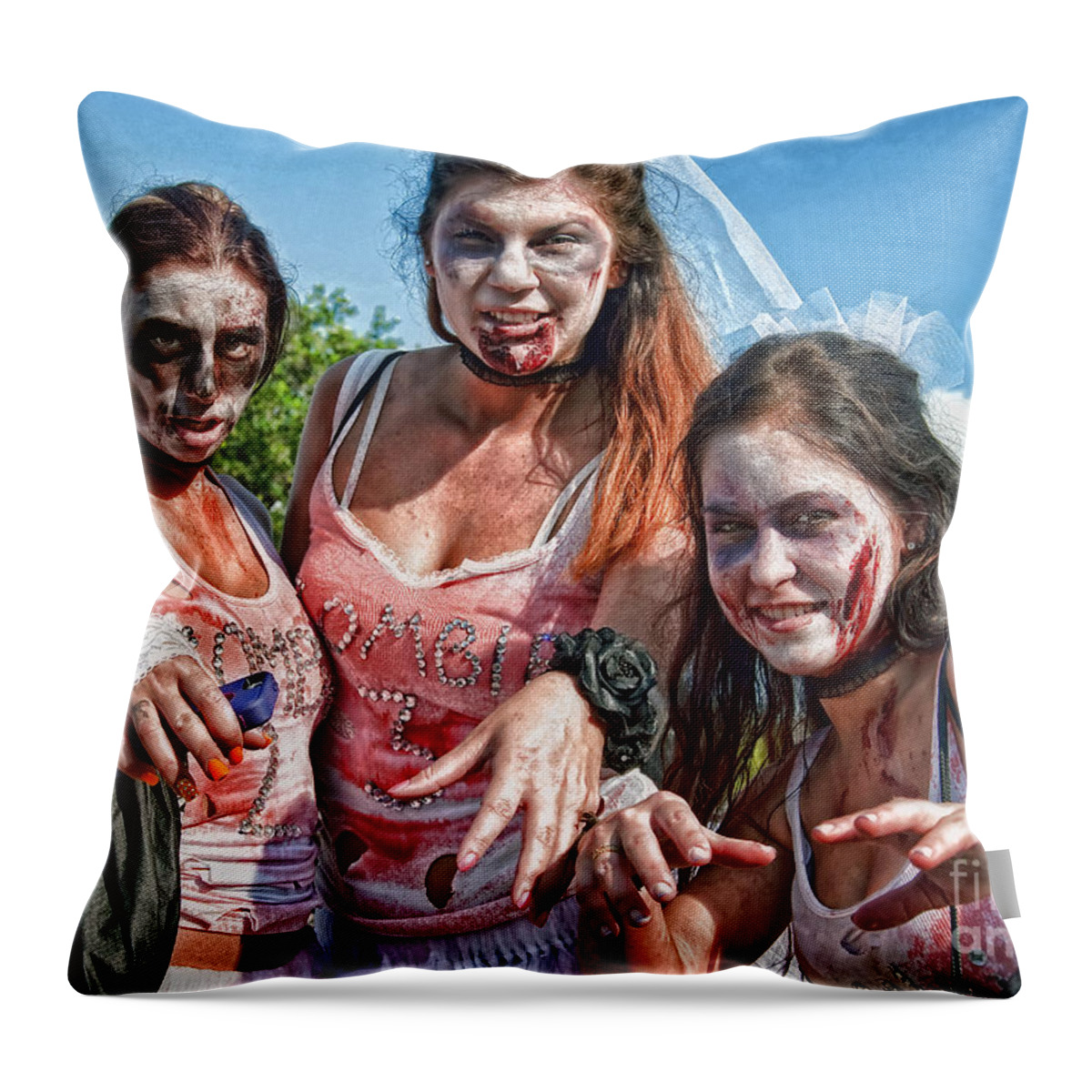 Zombie Throw Pillow featuring the photograph Zombie Run Nola 20 by Kathleen K Parker