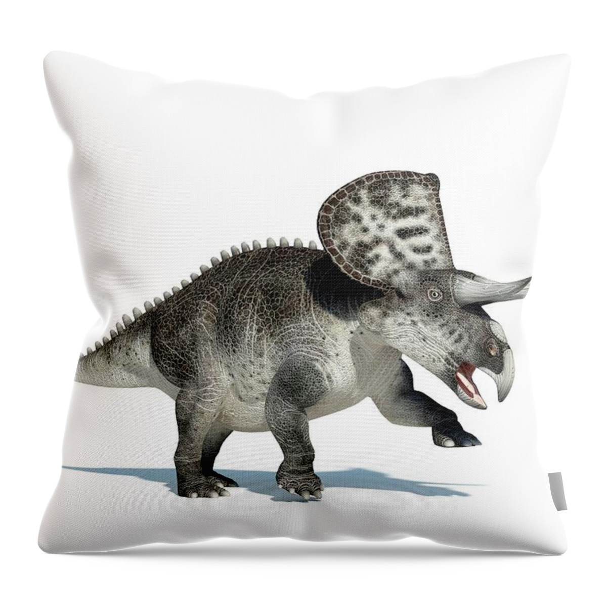 Prehistoric Era Throw Pillow featuring the digital art Zuniceratops Dinosaur, Artwork by Leonello Calvetti