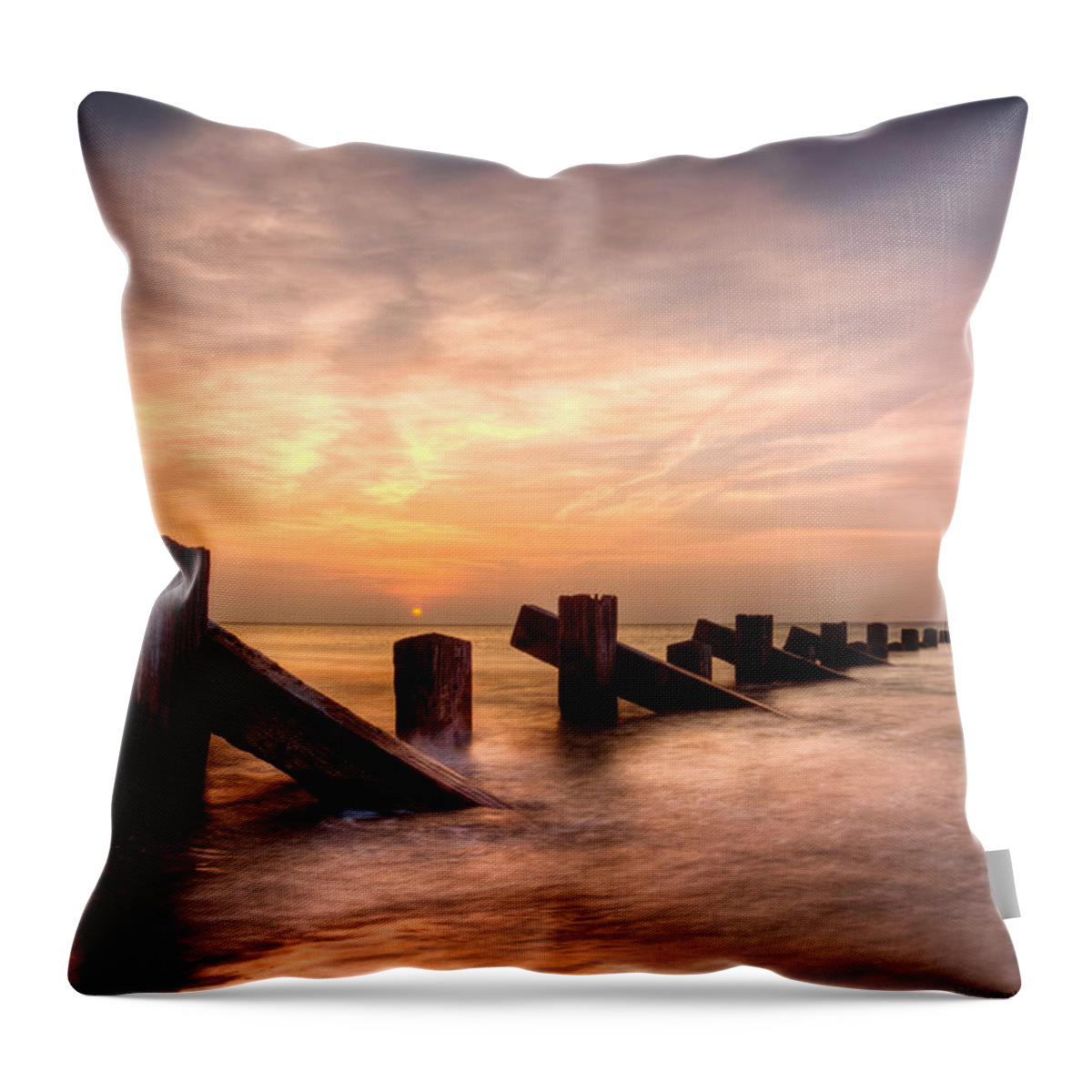 Beach Throw Pillow featuring the photograph Abermaw Sunset by B Cash