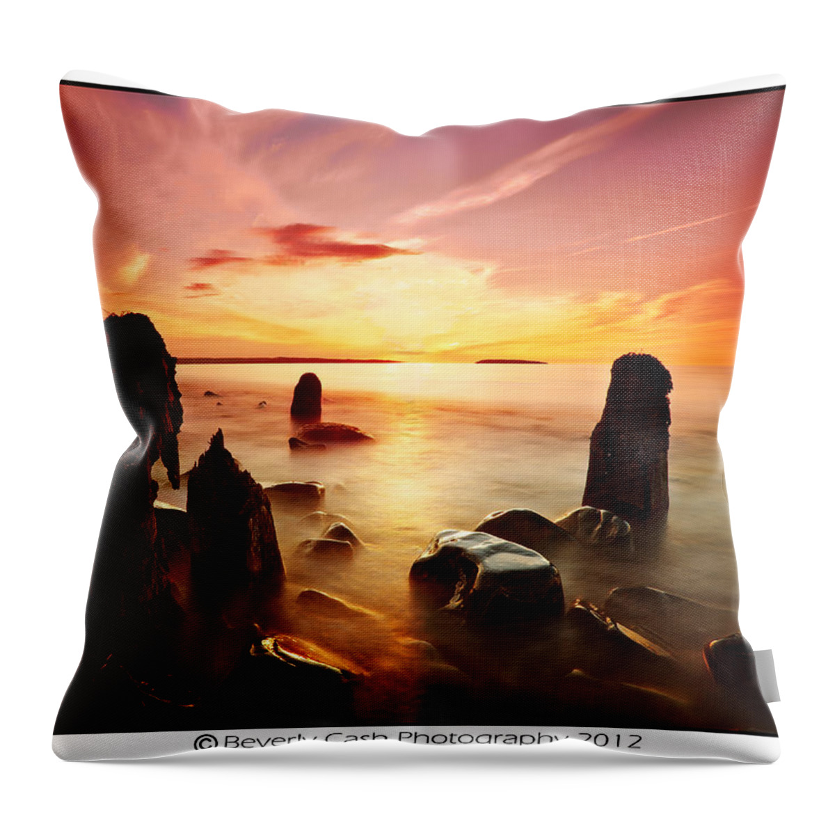 Sunset Throw Pillow featuring the photograph Fiery Sunset by B Cash