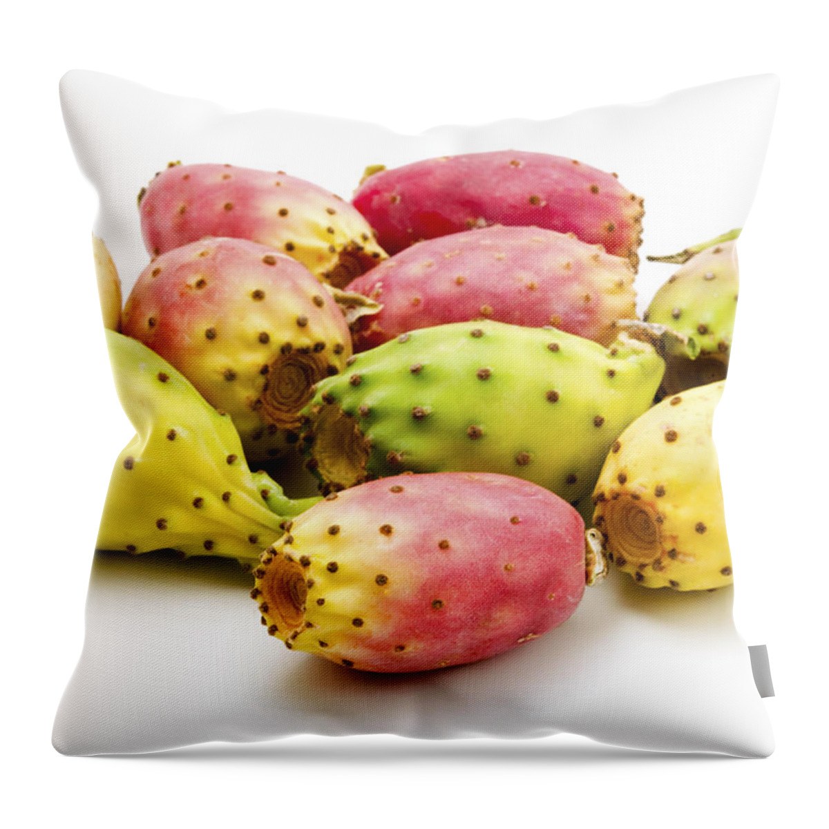 White Background Throw Pillow featuring the photograph Fruits of Opuntia ficus-indica by Fabrizio Troiani