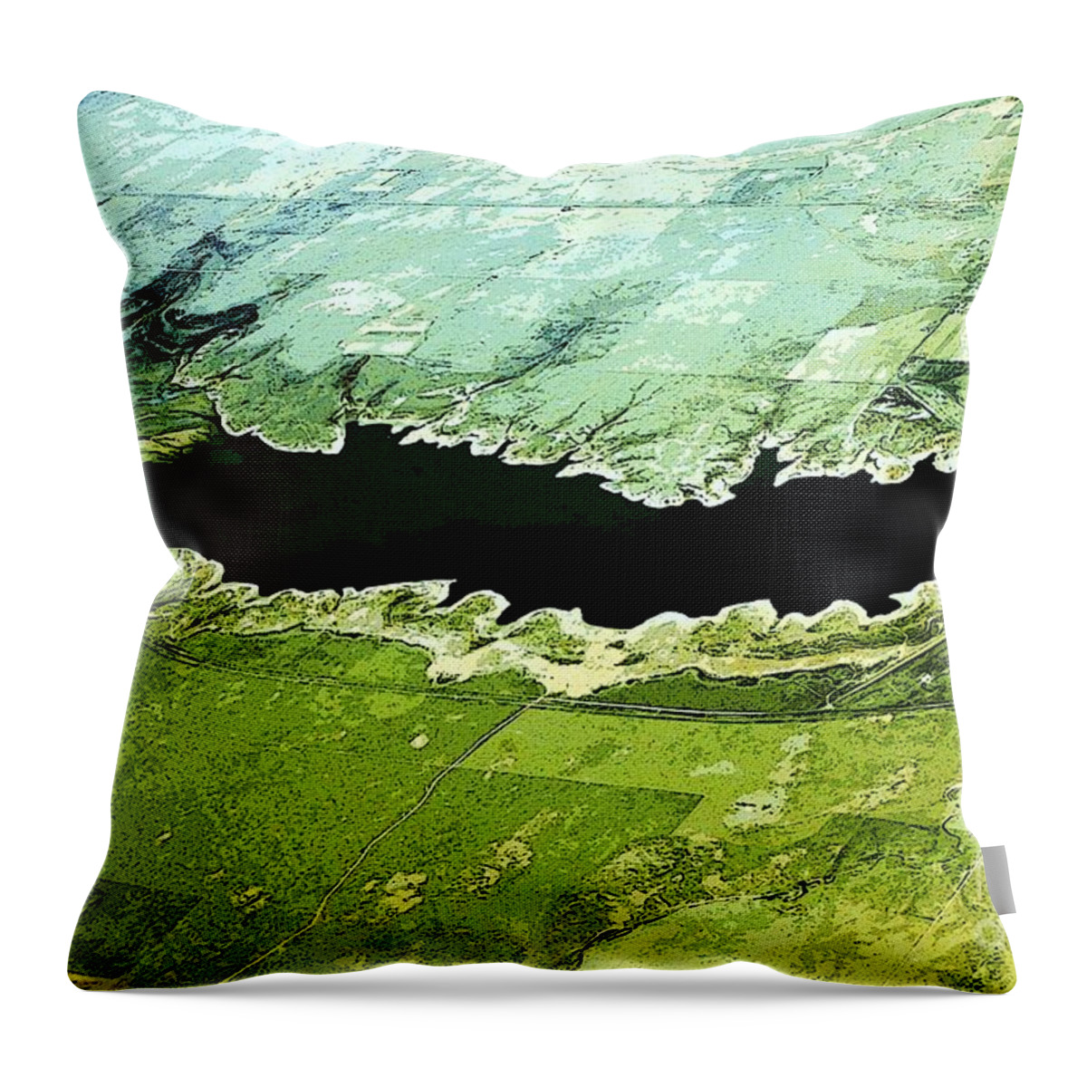 Aerial Throw Pillow featuring the photograph Over A Kansas Lake by Kathleen Struckle