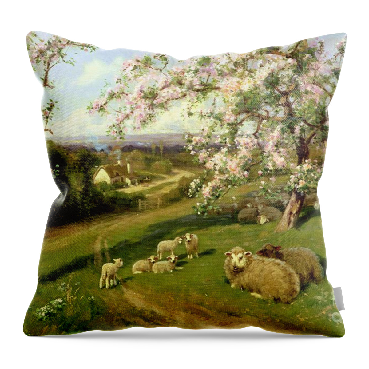 Spring Throw Pillow featuring the painting Spring, one of a set of the four seasons by Arthur Walker Redgate