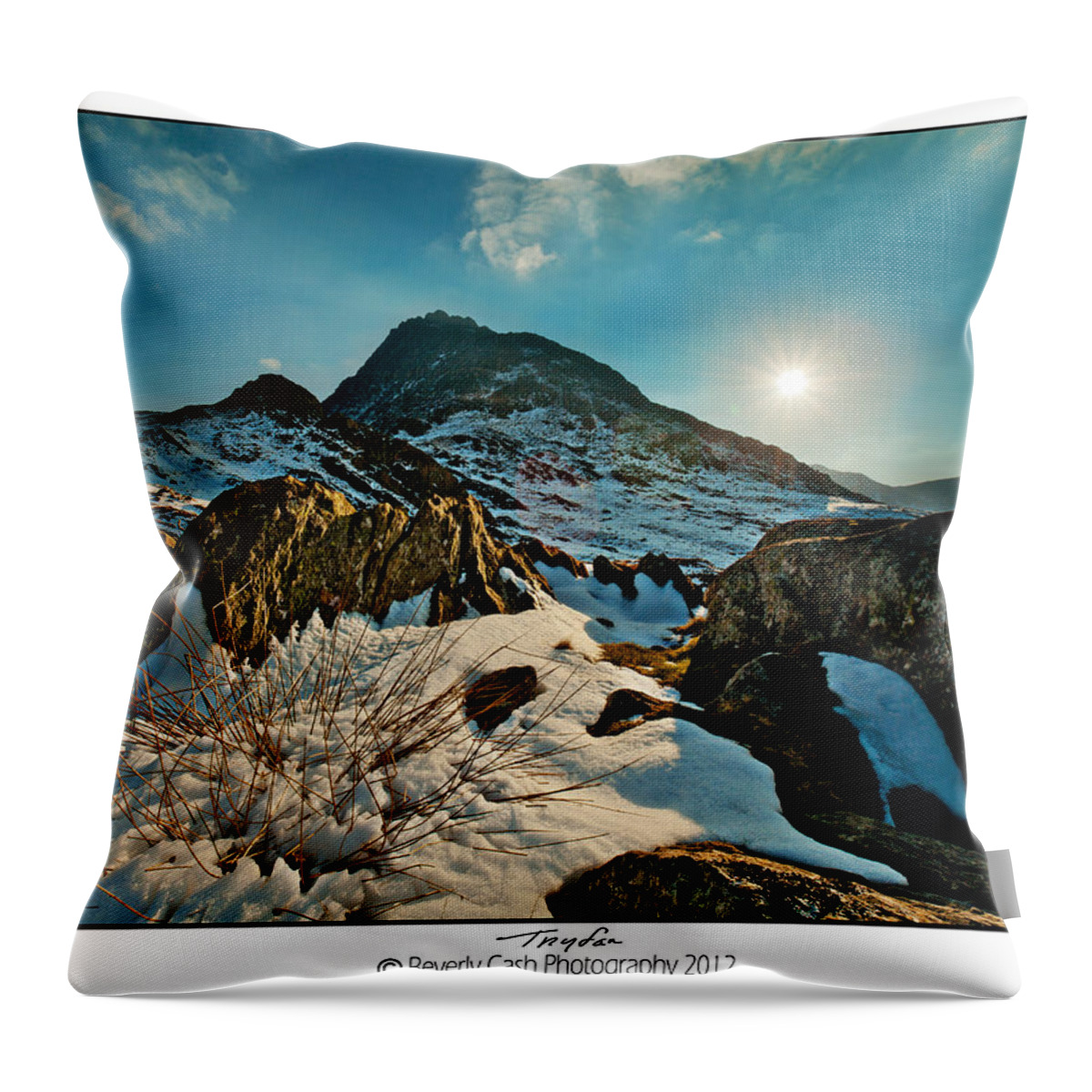 Snowdonia Throw Pillow featuring the photograph Spring Snows at Tryfan by B Cash