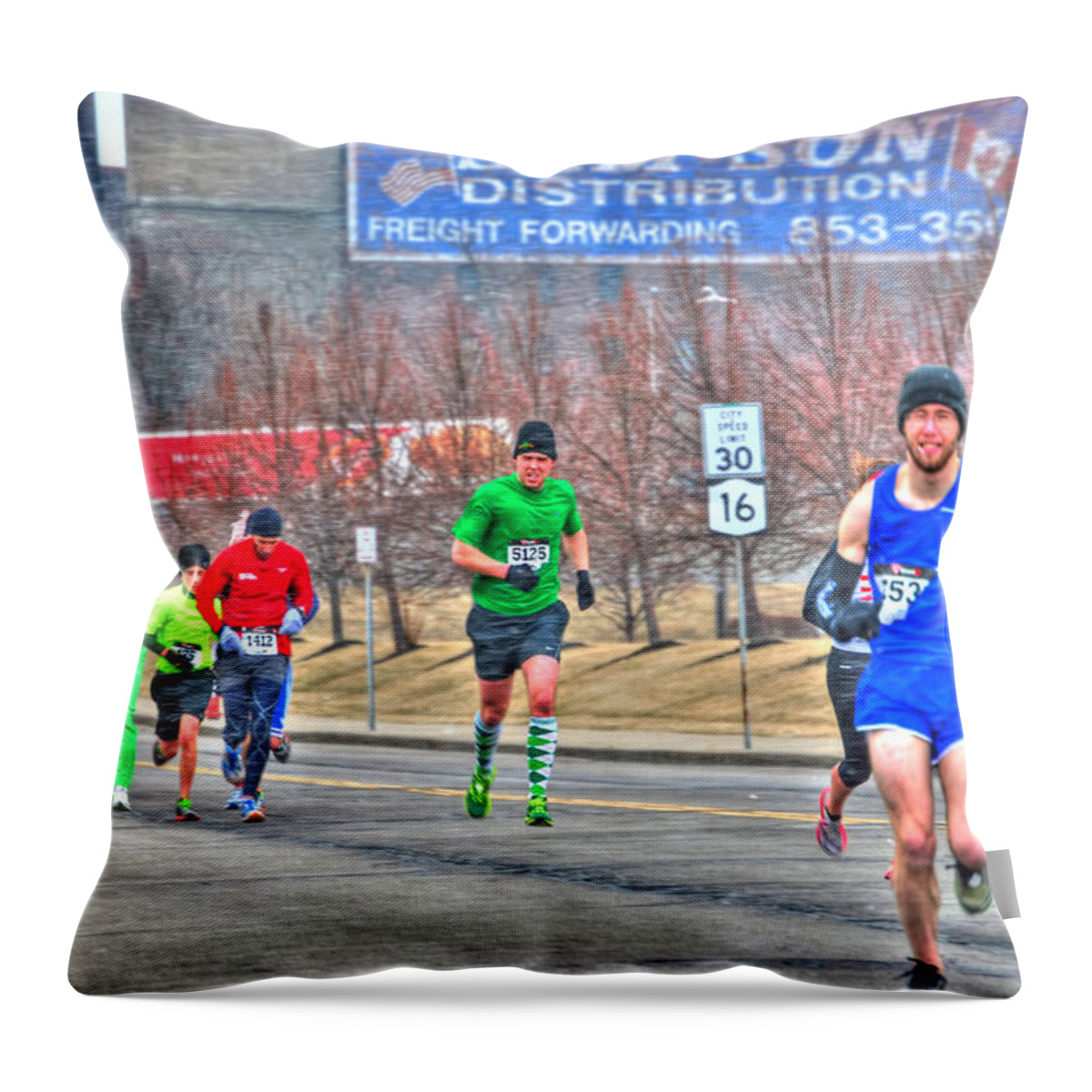  Throw Pillow featuring the photograph 04 Shamrock Run Series #1 by Michael Frank Jr