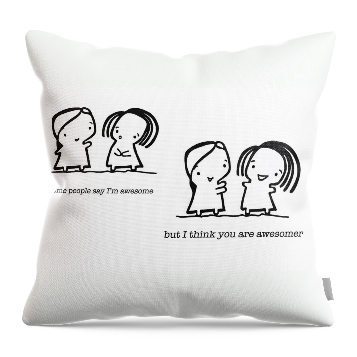 Friendship Throw Pillow featuring the drawing Awesomer #1 by Leanne Wilkes