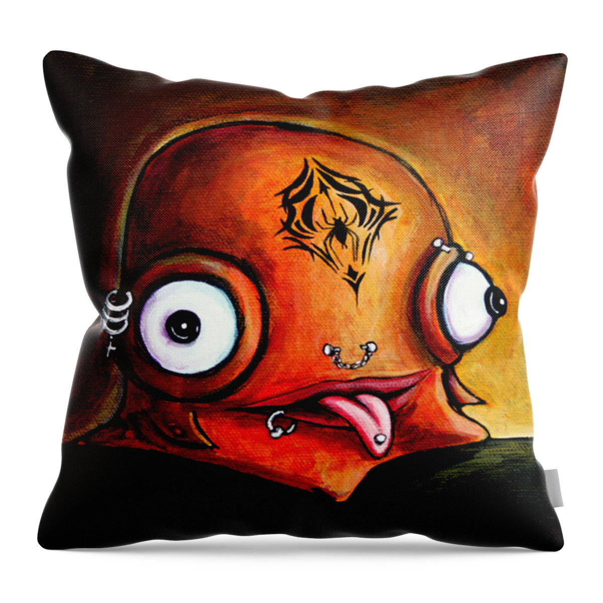 Little Monster Throw Pillow featuring the painting Bad Boy Glob #1 by Leanne Wilkes