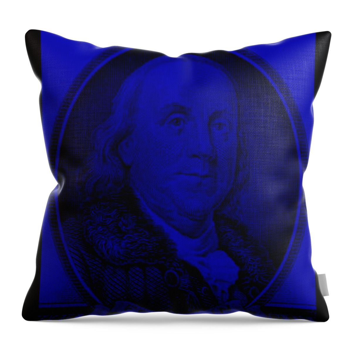 Ben Franklin Throw Pillow featuring the photograph BEN FRANKLIN in BLUE #1 by Rob Hans