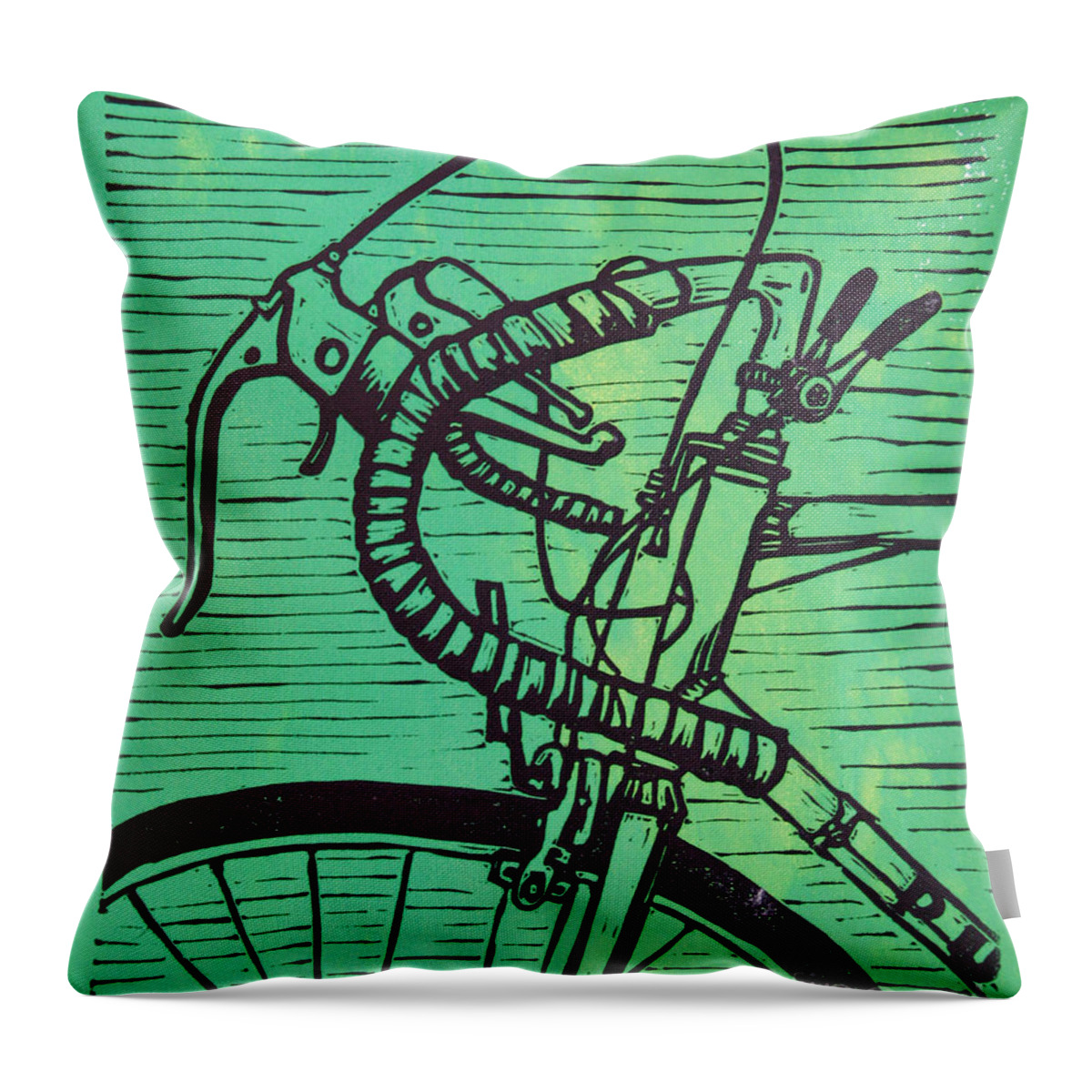 Print Throw Pillow featuring the drawing Bike 2 #1 by William Cauthern