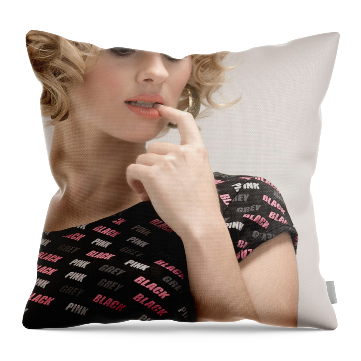 Fashion Throw Pillow featuring the photograph Blond Lady #1 by Ralf Kaiser