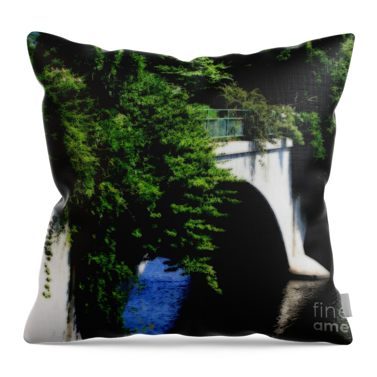 Bridge Throw Pillow featuring the photograph Bridge Of Flowers #1 by Smilin Eyes Treasures