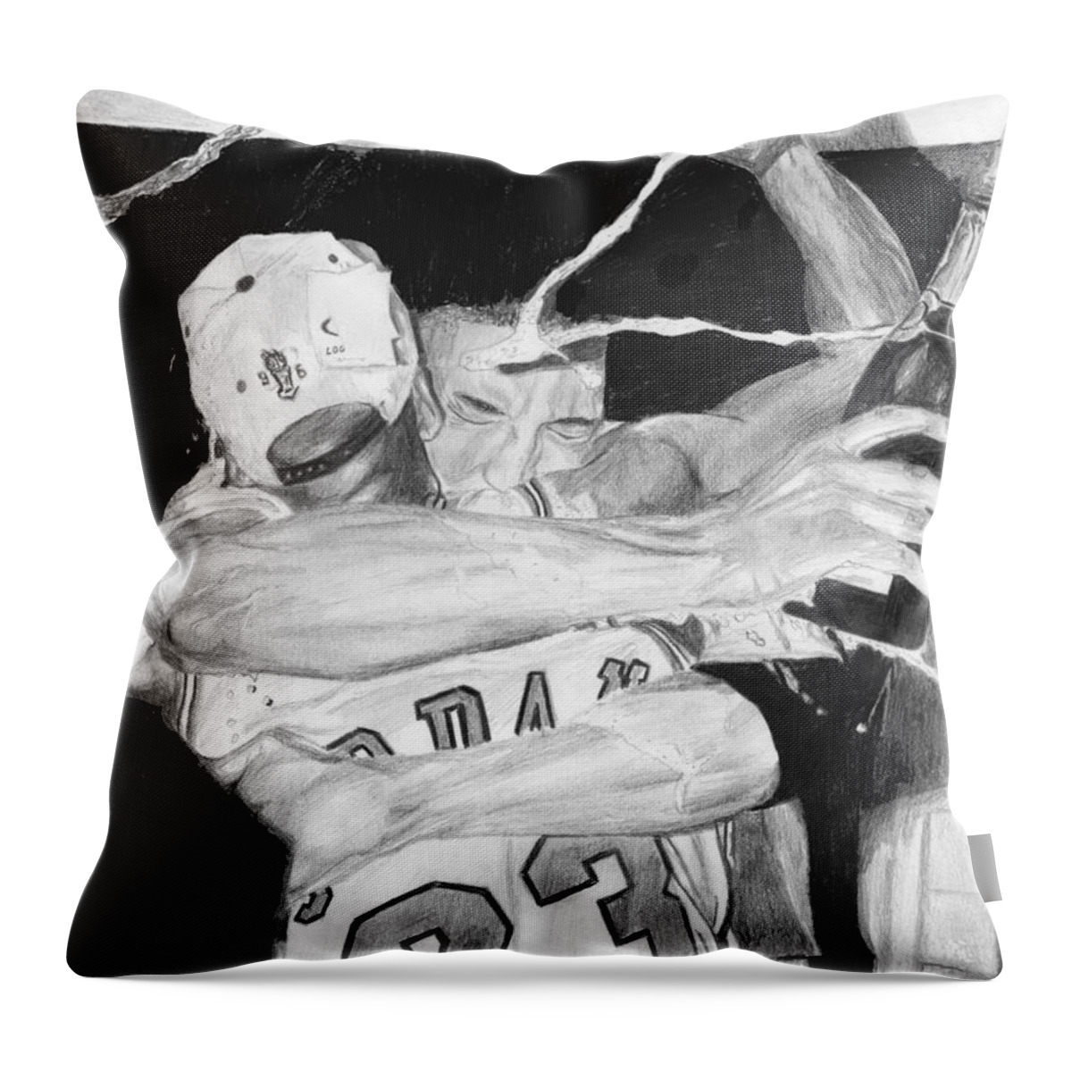 Chicago Bulls Throw Pillow featuring the drawing Bulls Celebration #1 by Tamir Barkan
