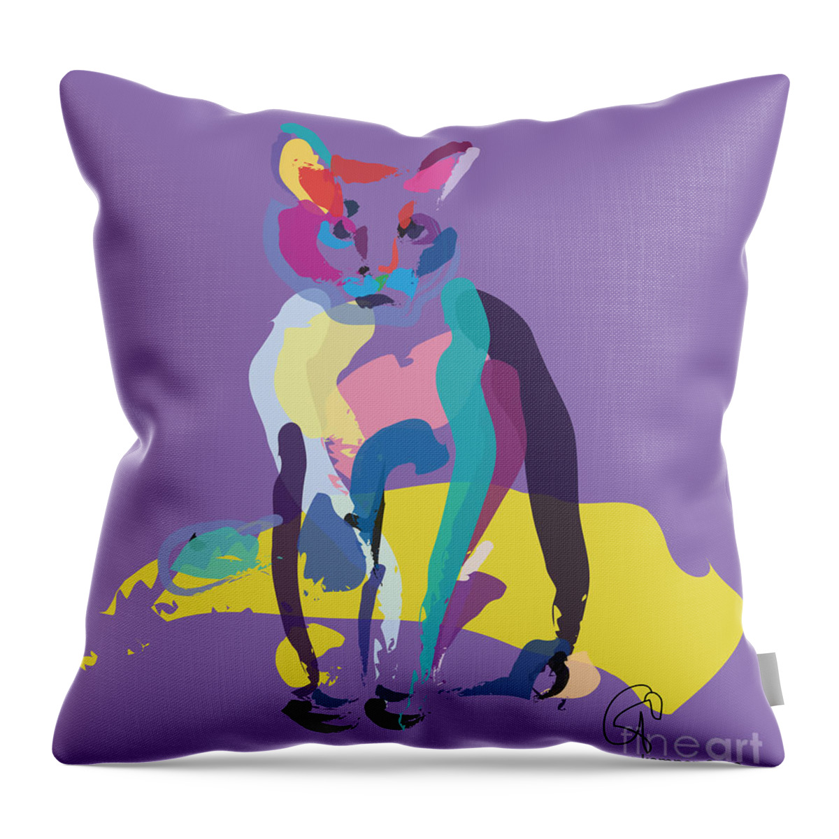 Pet Throw Pillow featuring the painting Cat In Colour by Go Van Kampen