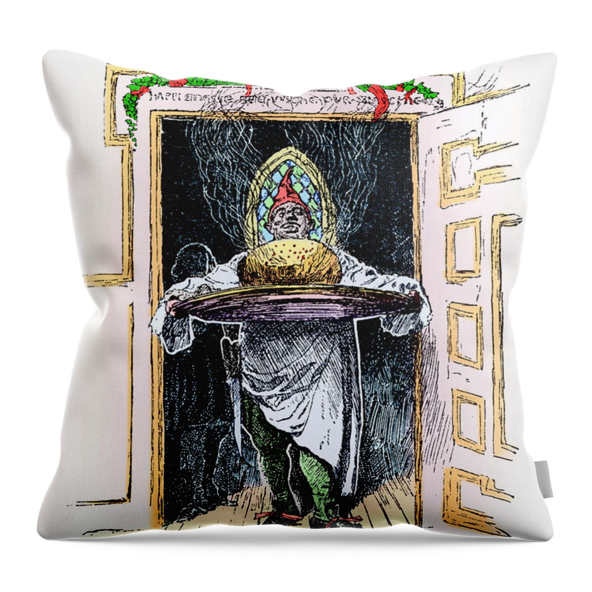 1882 Throw Pillow featuring the photograph Christmas Pudding, 1882 #1 by Granger