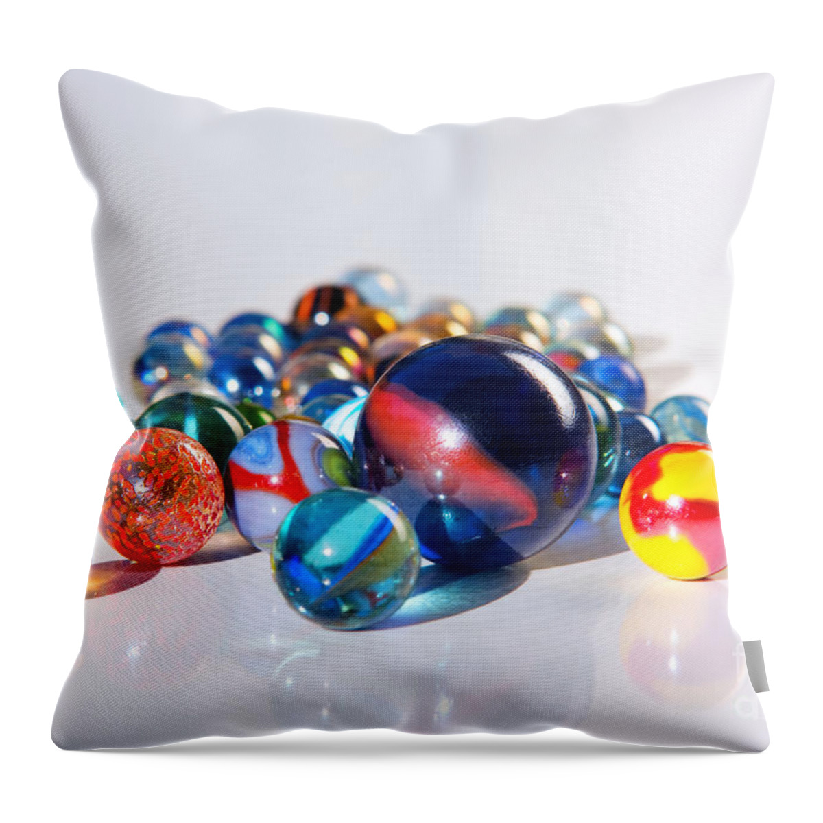 Abstract Throw Pillow featuring the photograph Colorful Marbles #1 by Carlos Caetano