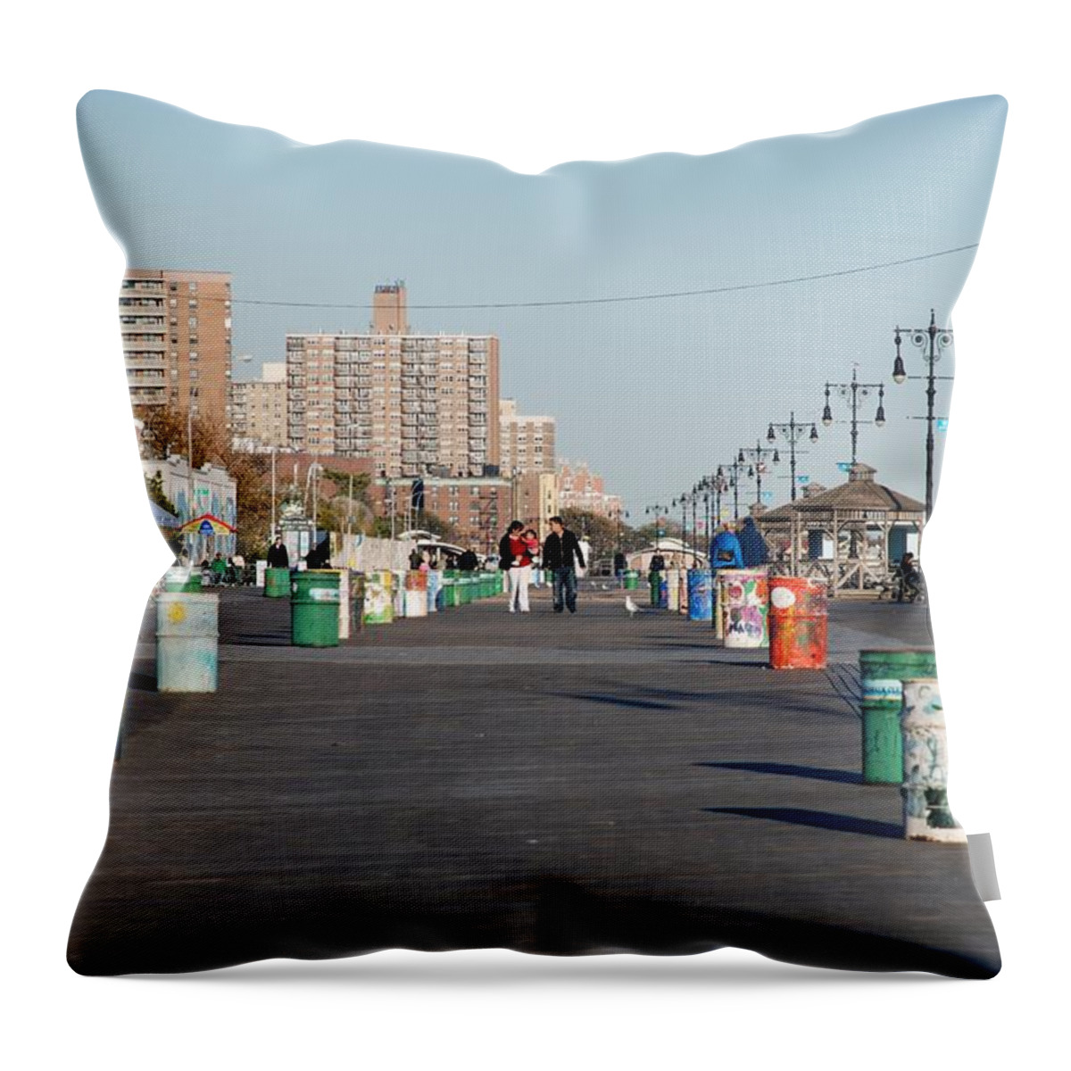 Brooklyn Throw Pillow featuring the photograph Coney Island Boardwalk #2 by Rob Hans