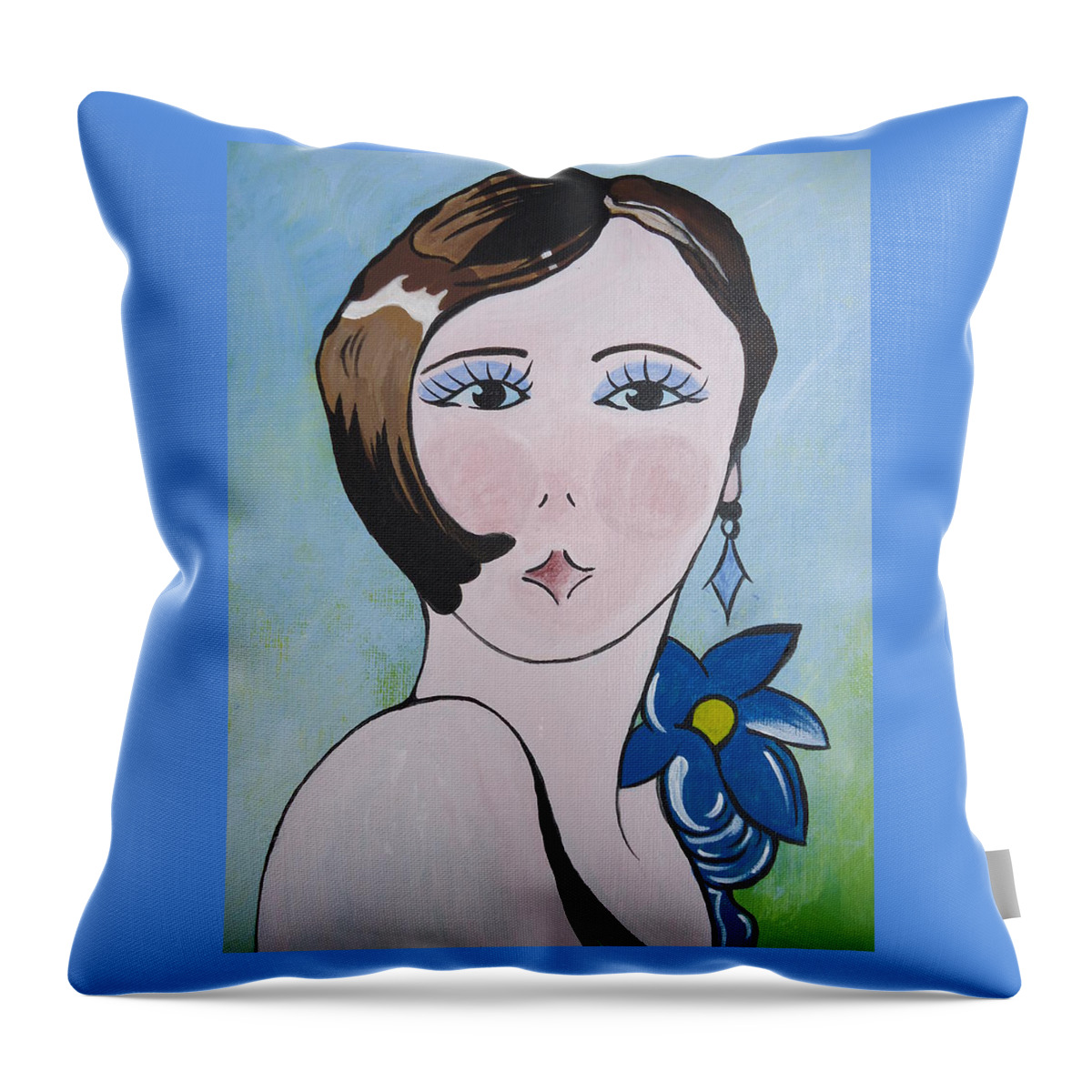 Art Deco Throw Pillow featuring the painting Deco Darling by Leslie Manley