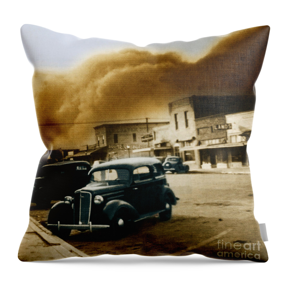 Enhanced Throw Pillow featuring the photograph Dust Bowl Of The 1930s Elkhart Kansas #2 by Science Source