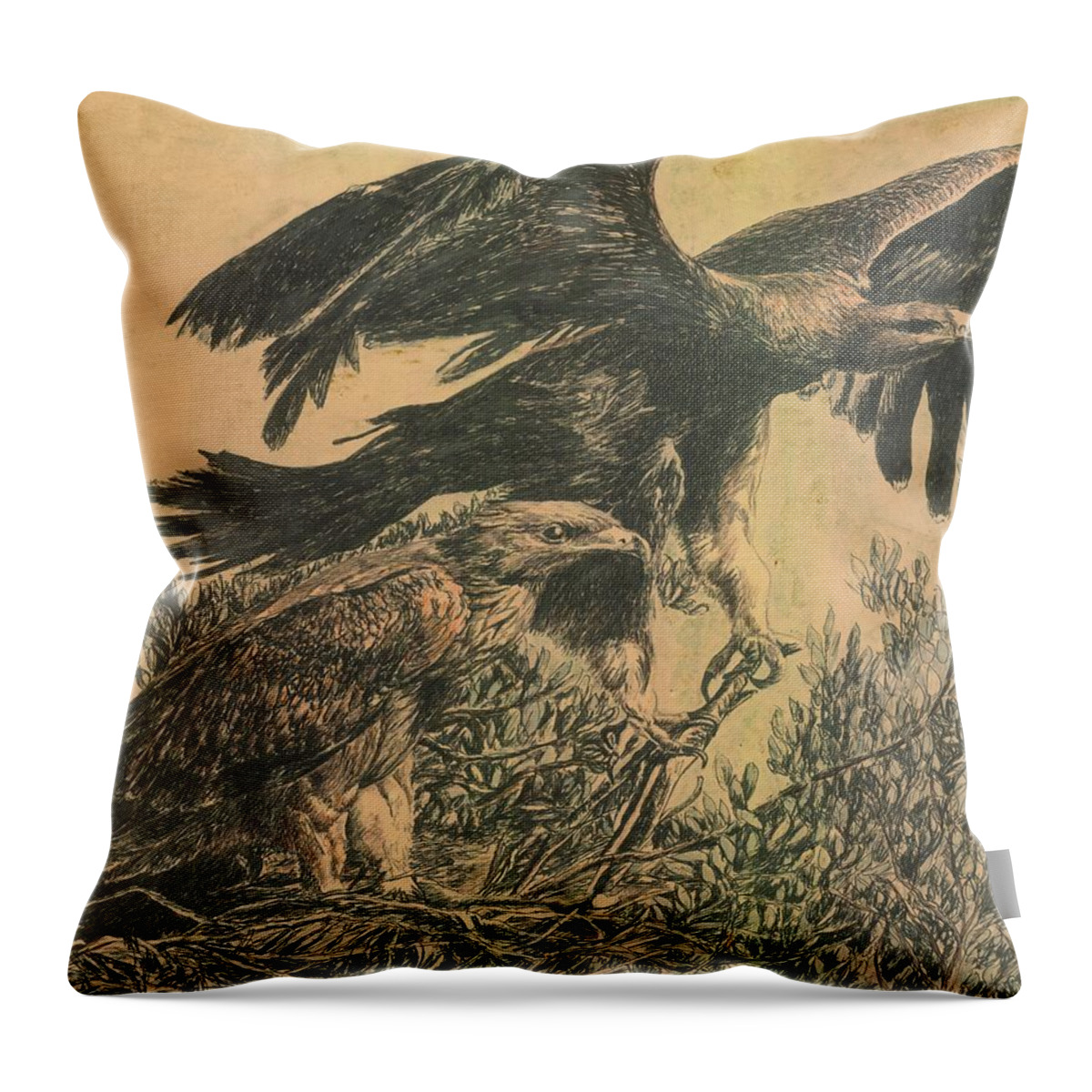 Eagles Throw Pillow featuring the painting Eagle's Roost by Richard Jules