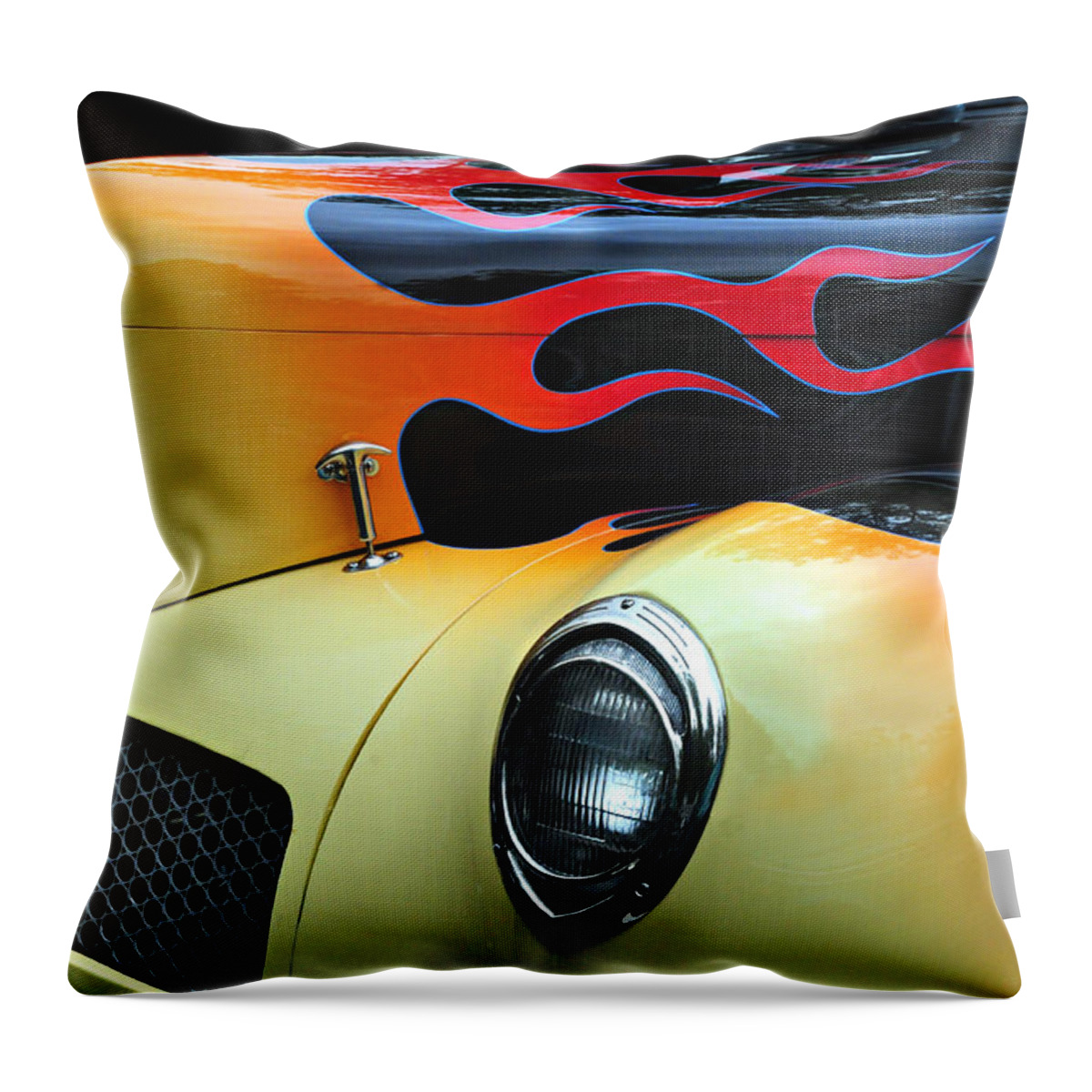 Custom Car Throw Pillow featuring the photograph Flames #1 by Dave Mills