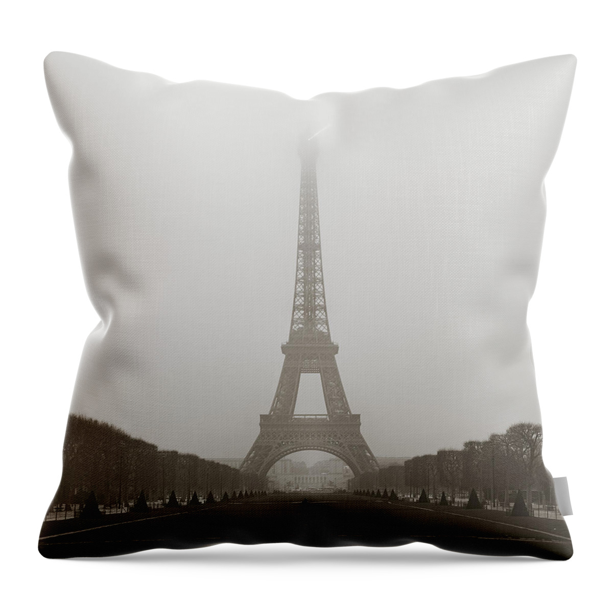 Metro Throw Pillow featuring the photograph Foggy Morning in Paris #1 by Metro DC Photography