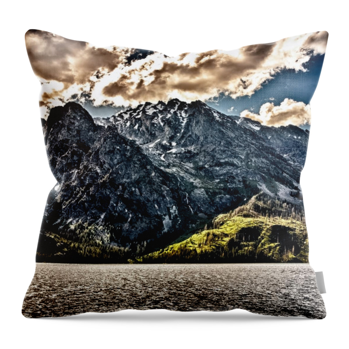 Hdr Throw Pillow featuring the photograph HDR Jenny Lake #1 by John K Sampson