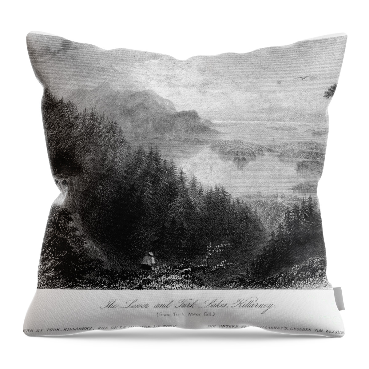 1840 Throw Pillow featuring the photograph IRELAND: KILLARNEY, c1840 #1 by Granger